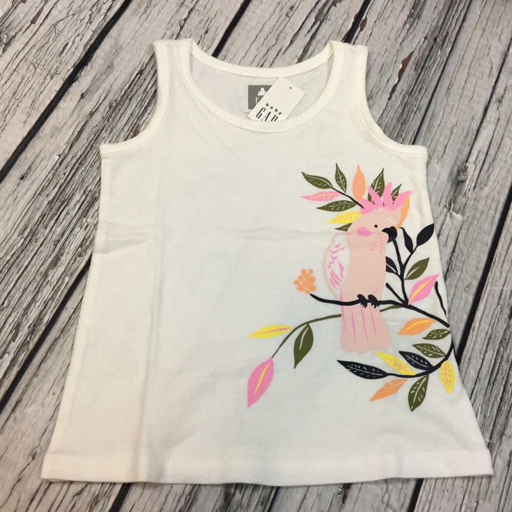 Gap Girls 18-24 2T 4T Bird Shirt & Flower Denim Shorts Outfit NWT - Picture 2 of 7
